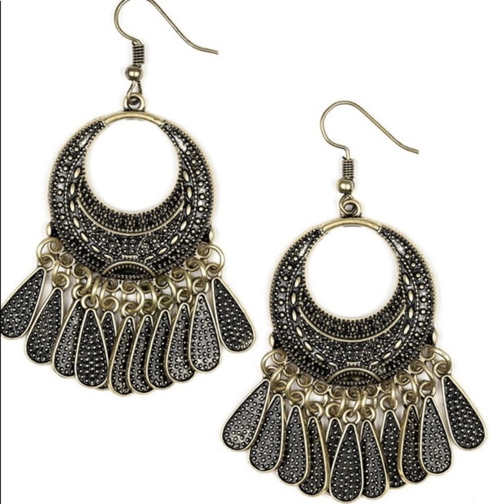 Brass fringe earrings